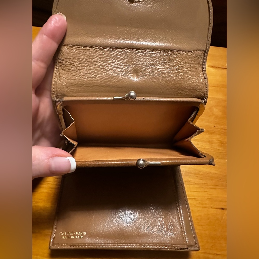 Celine Brown Canvas & Leather Kisslock Wallet. Full Inclusion. EUC. - Picture 6 of 9